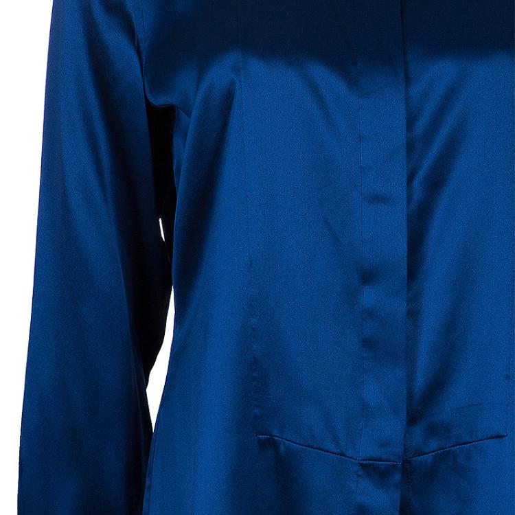 مملوكة مسبقًا Roberto Cavalli Blue Satin Blouse M