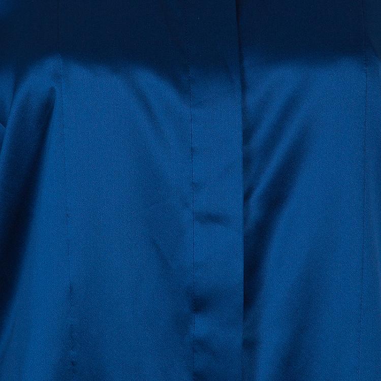 مملوكة مسبقًا Roberto Cavalli Blue Satin Blouse M