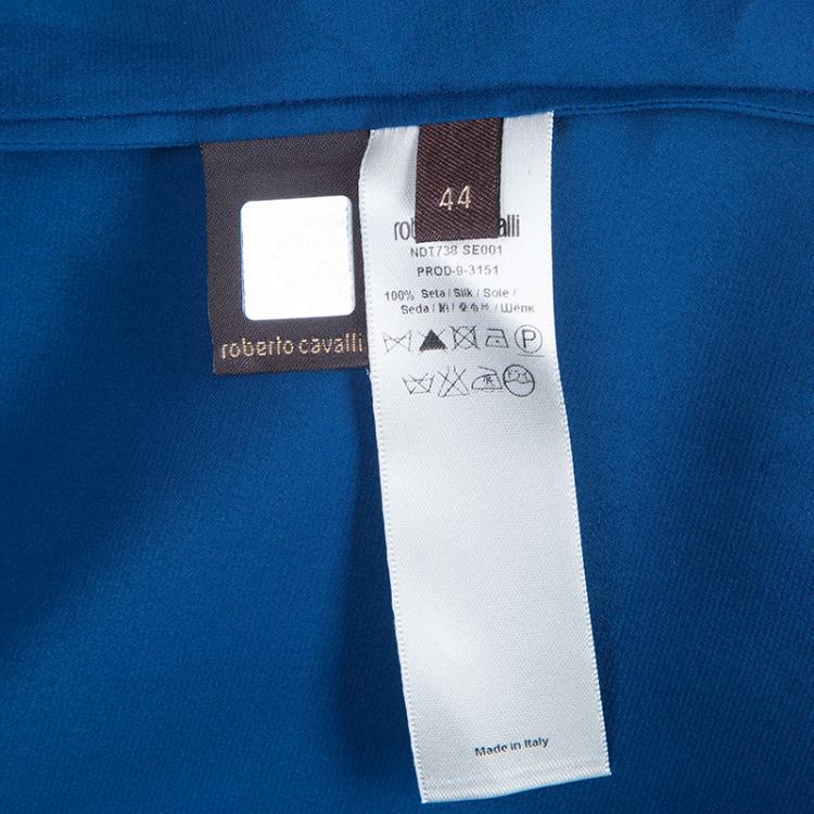 مملوكة مسبقًا Roberto Cavalli Blue Satin Blouse M