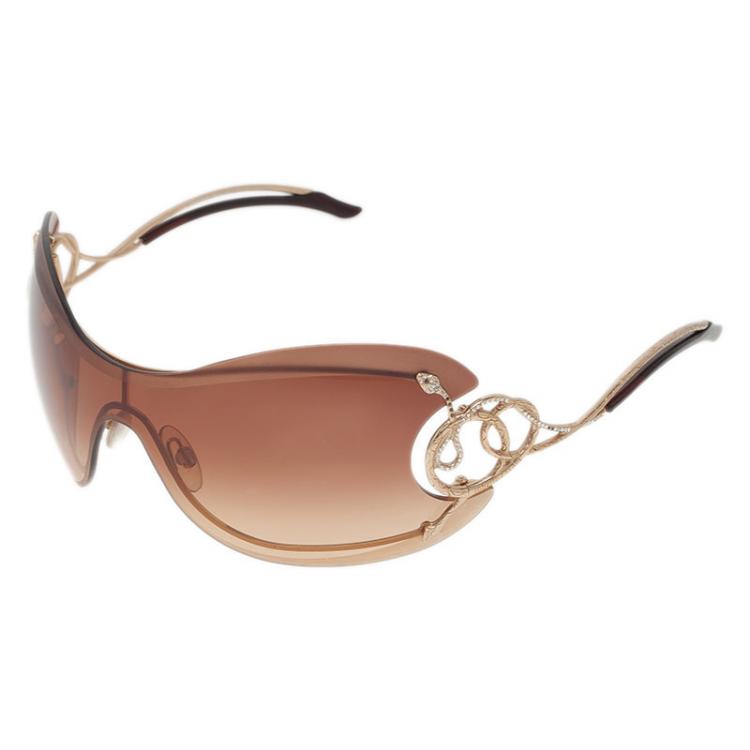 Pre Owned Roberto Cavalli Brown Cicno Serpent Shield Sunglasses