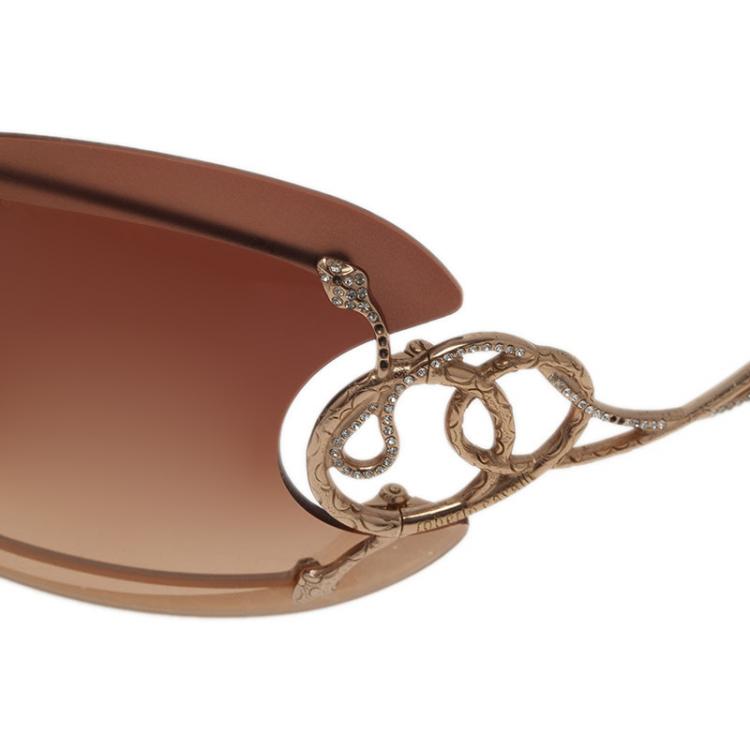 Pre Owned Roberto Cavalli Brown Cicno Serpent Shield Sunglasses