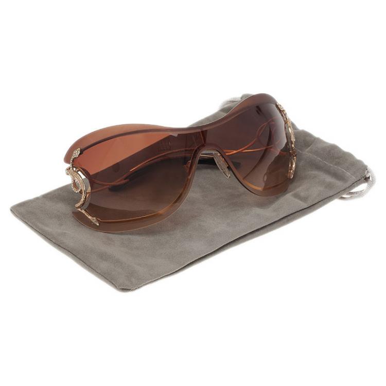Pre Owned Roberto Cavalli Brown Cicno Serpent Shield Sunglasses