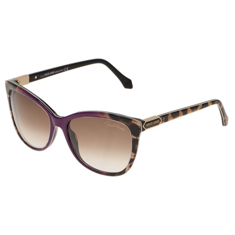 Pre Owned Roberto Cavalli Purple Jabbah Leopard Print Cat Eye Sunglasses