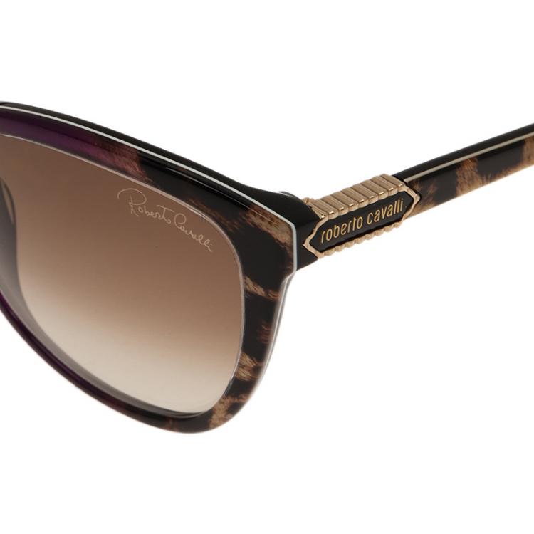 Pre Owned Roberto Cavalli Purple Jabbah Leopard Print Cat Eye Sunglasses
