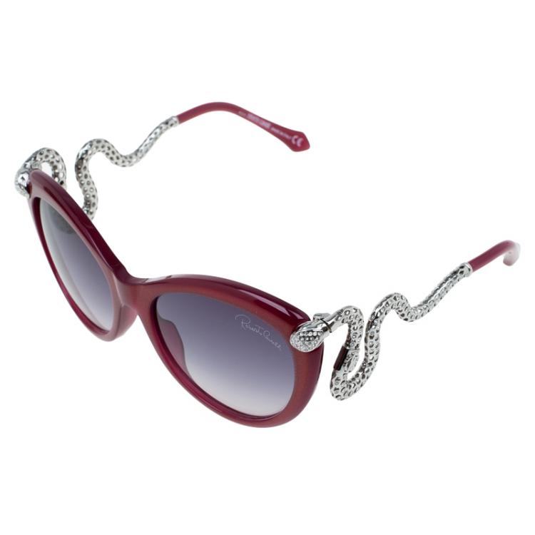 Pre Owned Roberto Cavalli Red Menkab Serpent Cat Eye Sunglasses