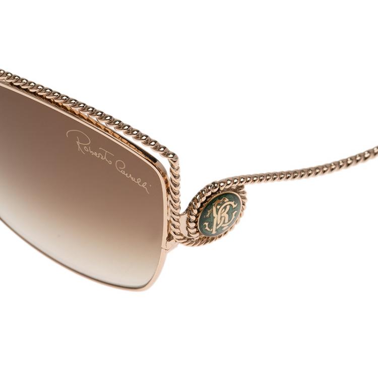 Pre Owned Roberto Cavalli Gold Vahanga Cat Eye Sunglasses