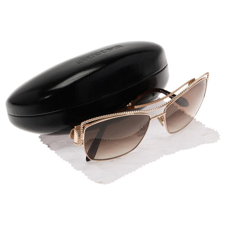 Pre Owned Roberto Cavalli Gold Vahanga Cat Eye Sunglasses