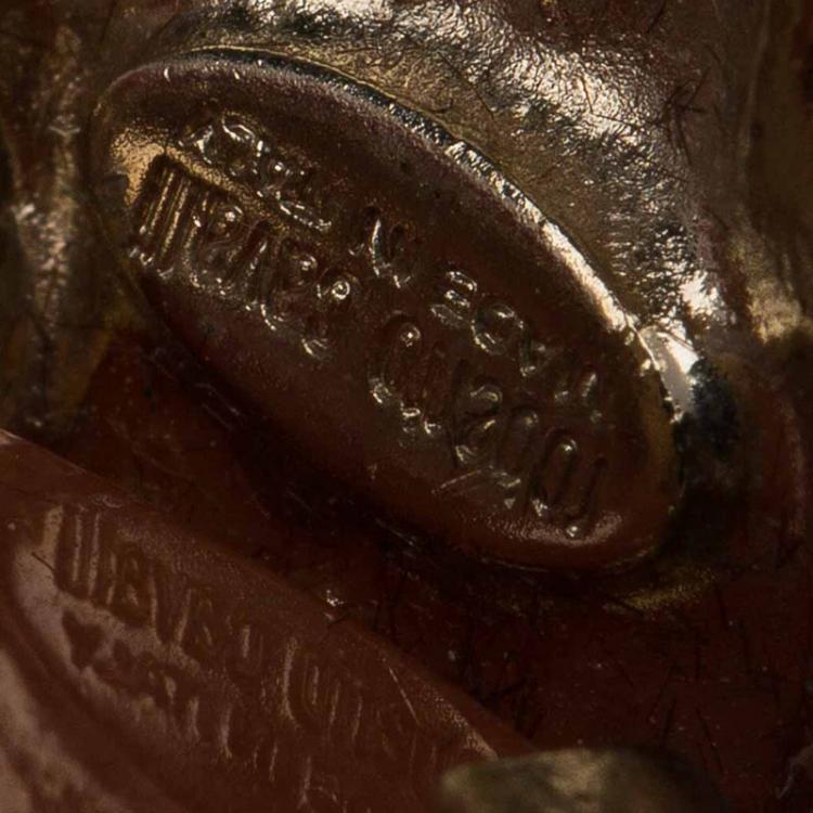 Pre Owned Roberto Cavalli Orange Cabochon Octopus Gold Tone Ring Size 52