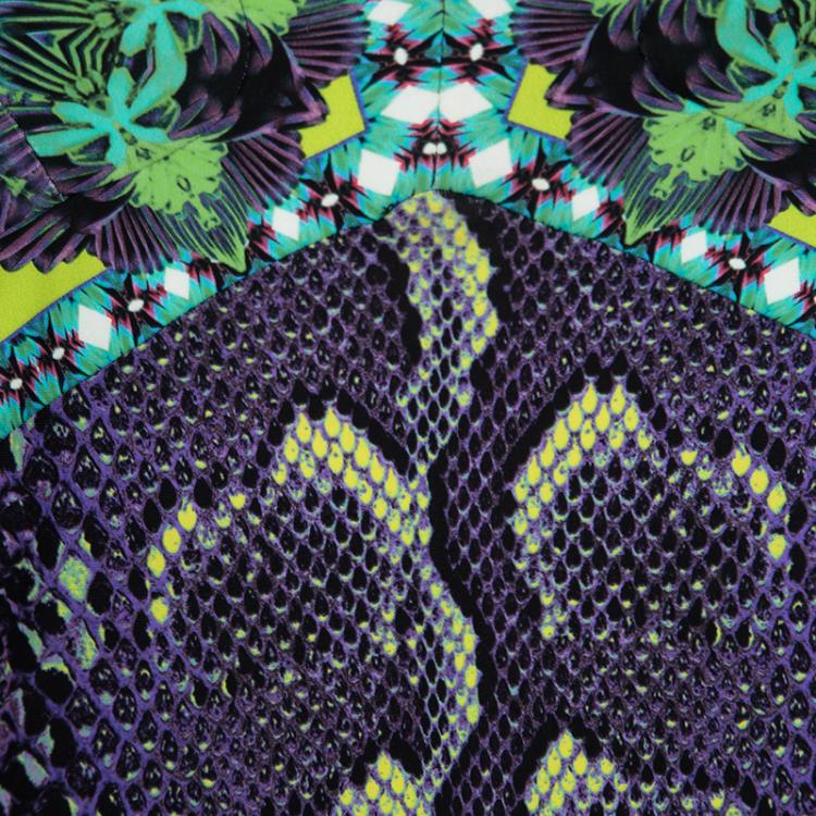 Pre Owned Roberto Cavalli Multicolor Snakeskin Printed Long Sleeve Maxi Dress M
