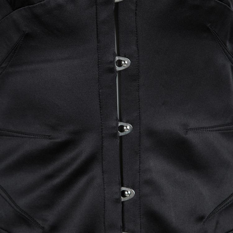 مملوكة مسبقًا Roberto Cavalli Black Silk Halter Neck High Low Corset Gown L