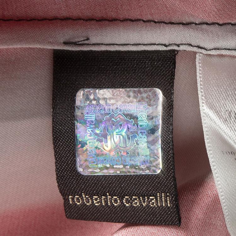Pre Owned Roberto Cavalli Multicolor Printed Silk Cutout Placket Detail Long Sleeve Shirt S