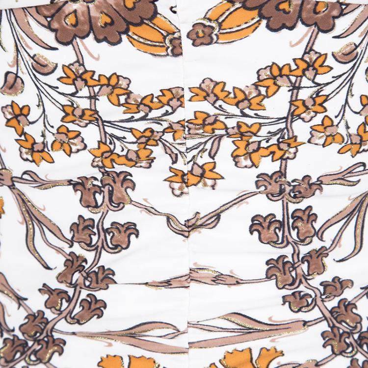 مملوكة مسبقًا Roberto Cavalli Multicolor Printed Gold Ring Detail Sleeveless Gathered Top S