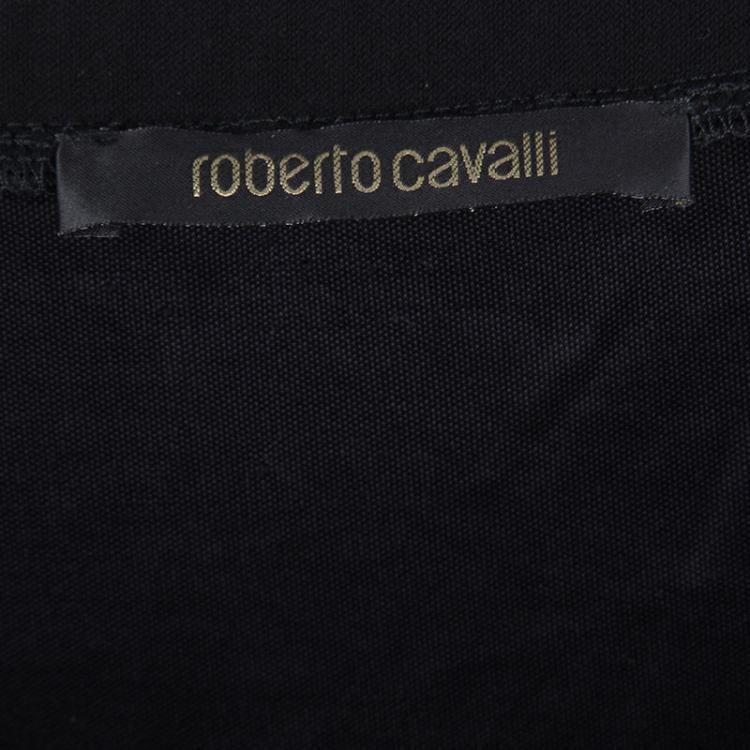 Pre Owned Roberto Cavalli Black Scallop Lace Trim Detail Ruffled Skirt S