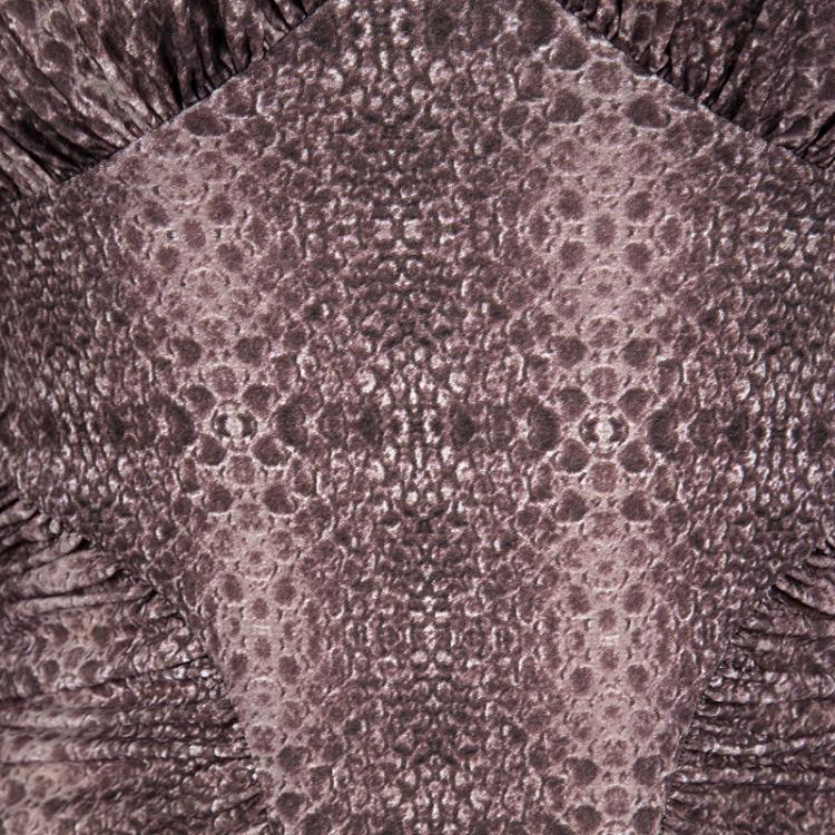 Pre Owned Roberto Cavalli Animal Print Gathered Long Sleeve Dress S