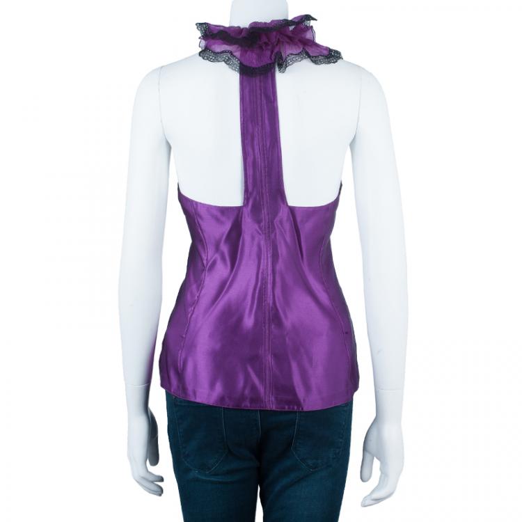 Pre Owned Roberto Cavalli Purple Sleeveless Top M