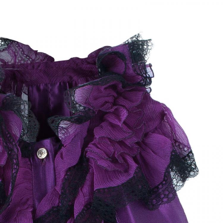 Pre Owned Roberto Cavalli Purple Sleeveless Top M