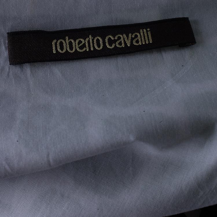 Pre Owned Roberto Cavalli Cotton Tiered Maxi Dress M