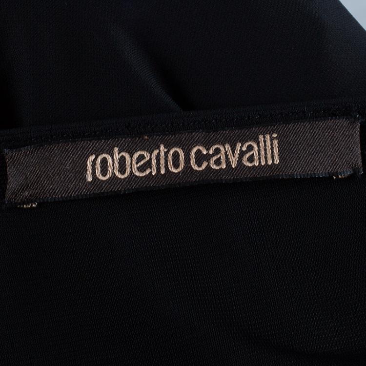 Pre Owned Roberto Cavalli Black Animal Printed Dress M