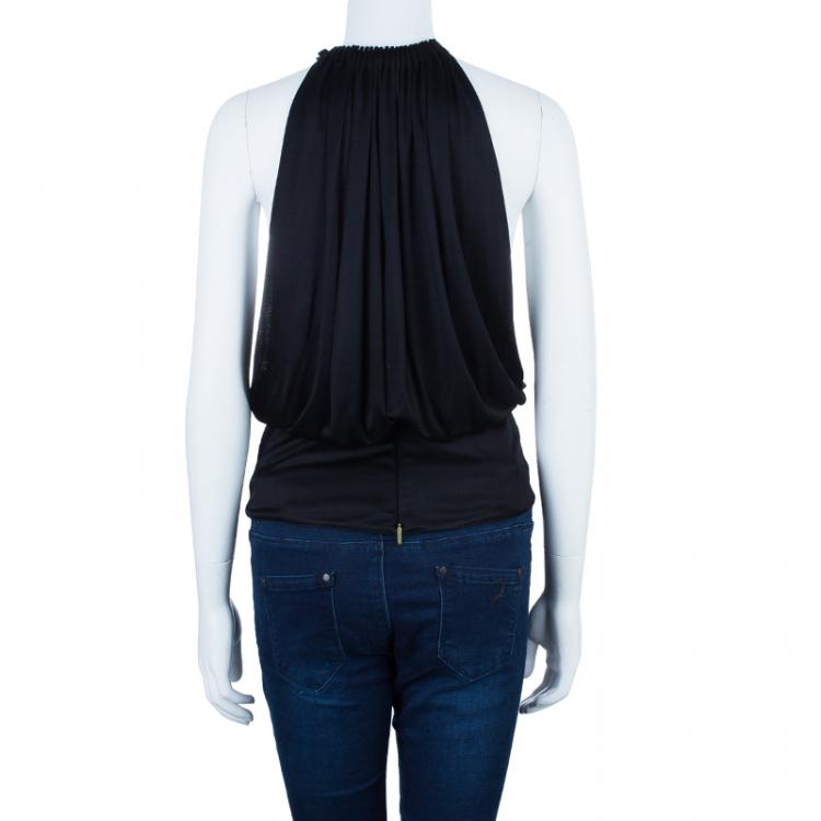 Pre Owned Roberto Cavalli Black Gold Detail Top S
