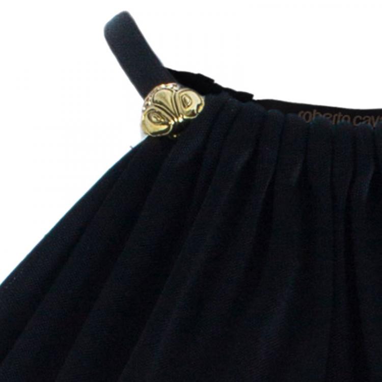 Pre Owned Roberto Cavalli Black Gold Detail Top S
