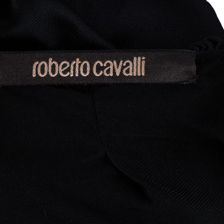 Pre Owned Roberto Cavalli Black Gold Detail Top S