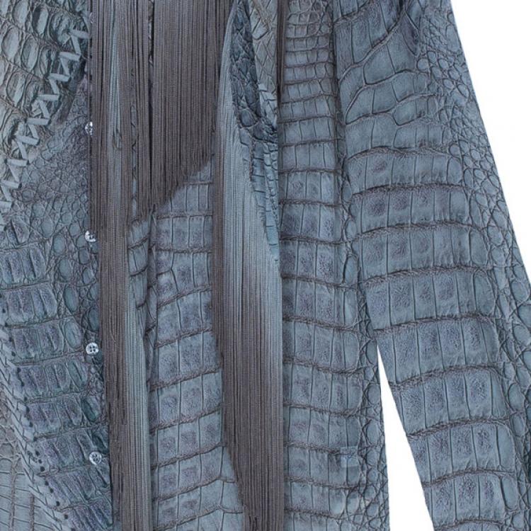 مملوكة مسبقًا Roberto Cavalli Fringe Detail Chiffon Shirt M