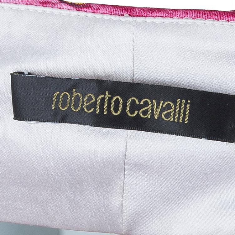 Pre Owned Roberto Cavalli Floral Silk Pleated Top M