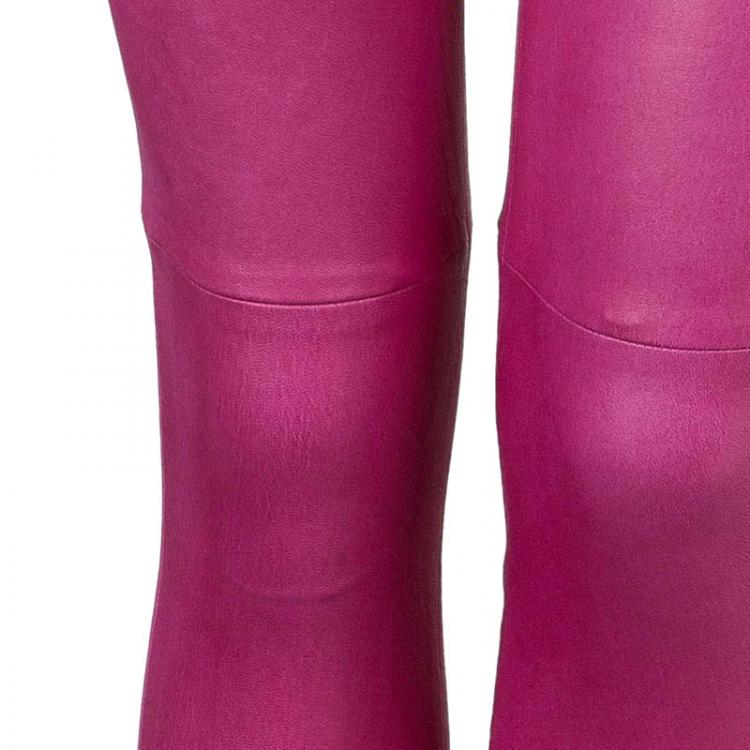 Pre Owned Roberto Cavalli Pink Leather Pants M