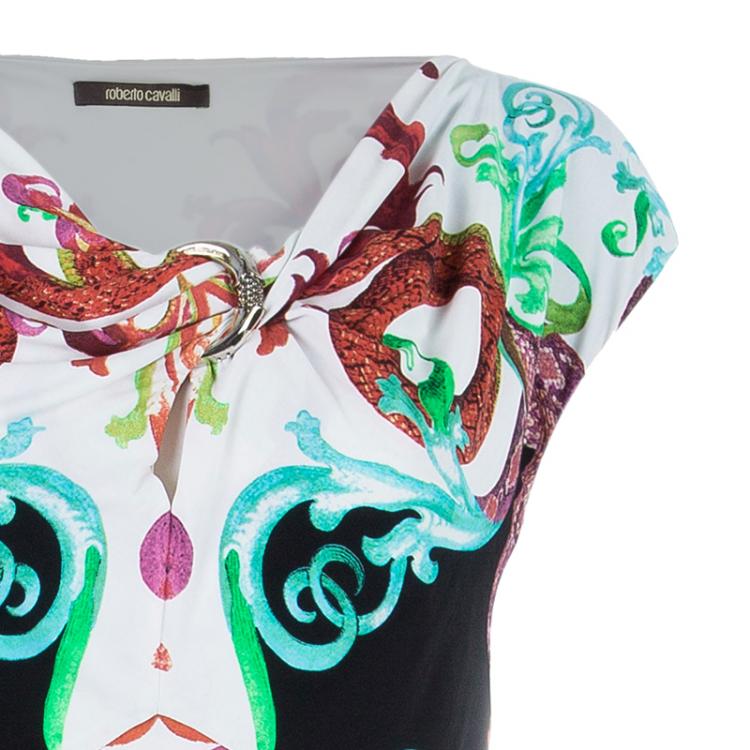 Pre Owned Roberto Cavalli Multicolor Print Sleeveless Dress L 