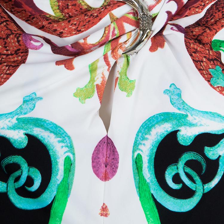 Pre Owned Roberto Cavalli Multicolor Print Sleeveless Dress L 