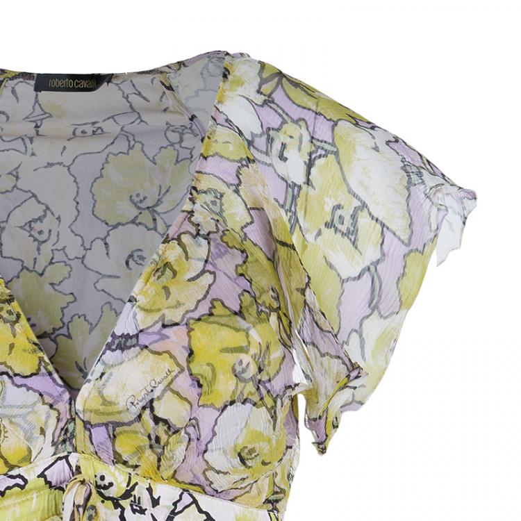 Pre Owned Roberto Cavalli Yellow Multicolor Top M