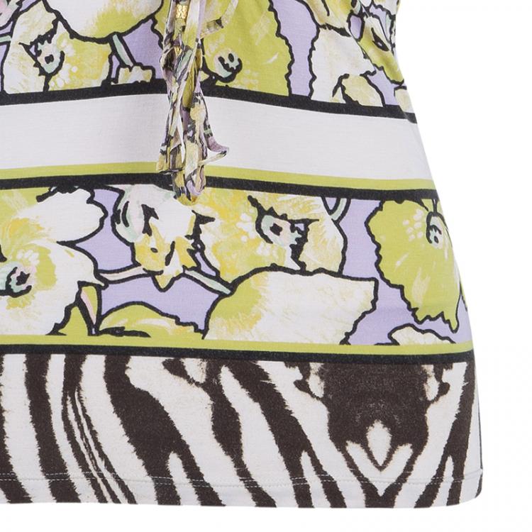 Pre Owned Roberto Cavalli Yellow Multicolor Top M