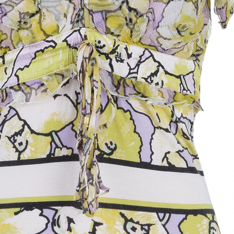 Pre Owned Roberto Cavalli Yellow Multicolor Top M