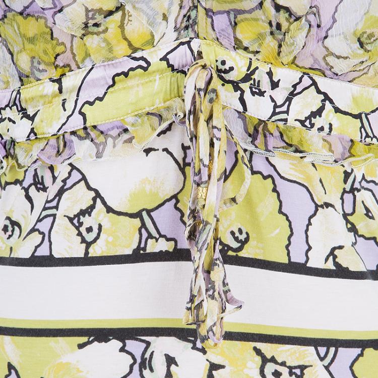 Pre Owned Roberto Cavalli Yellow Multicolor Top M