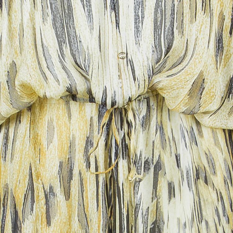 Pre Owned Roberto Cavalli Brown Animal Print Silk Kaftan L