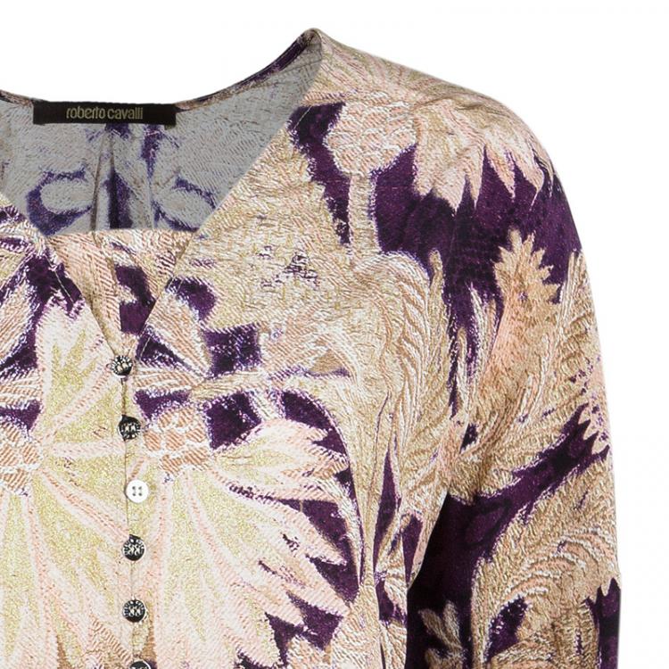 Pre Owned Roberto Cavalli Chiffon Oversized Silk Printed Top M