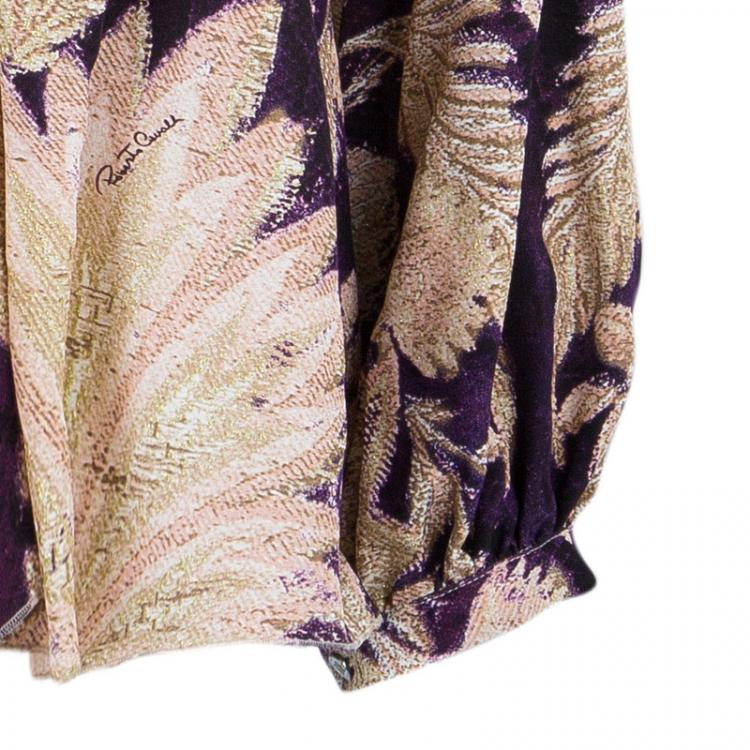 Pre Owned Roberto Cavalli Chiffon Oversized Silk Printed Top M