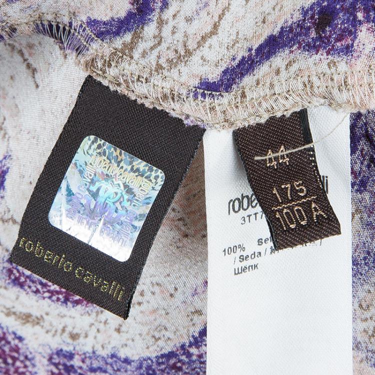 Pre Owned Roberto Cavalli Chiffon Oversized Silk Printed Top M