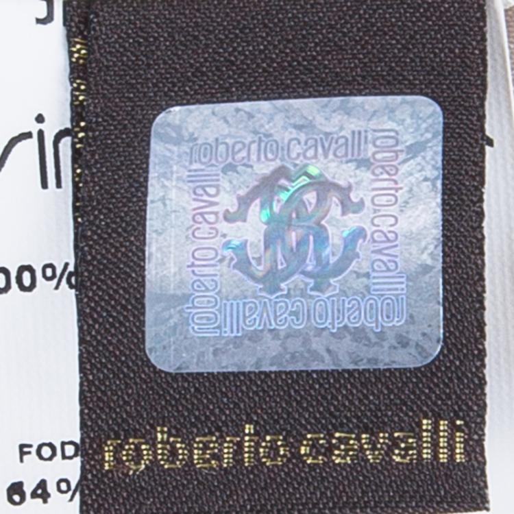 Pre Owned Roberto Cavalli Printed Short Sleeve Silk Shift dress S