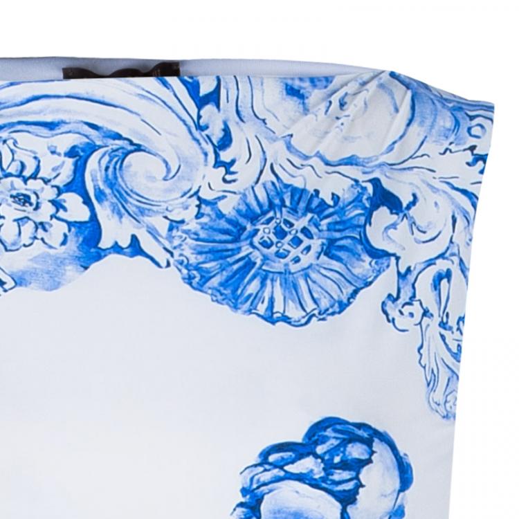 Pre Owned Roberto Cavalli Blue Printed Sleeveless Dress S