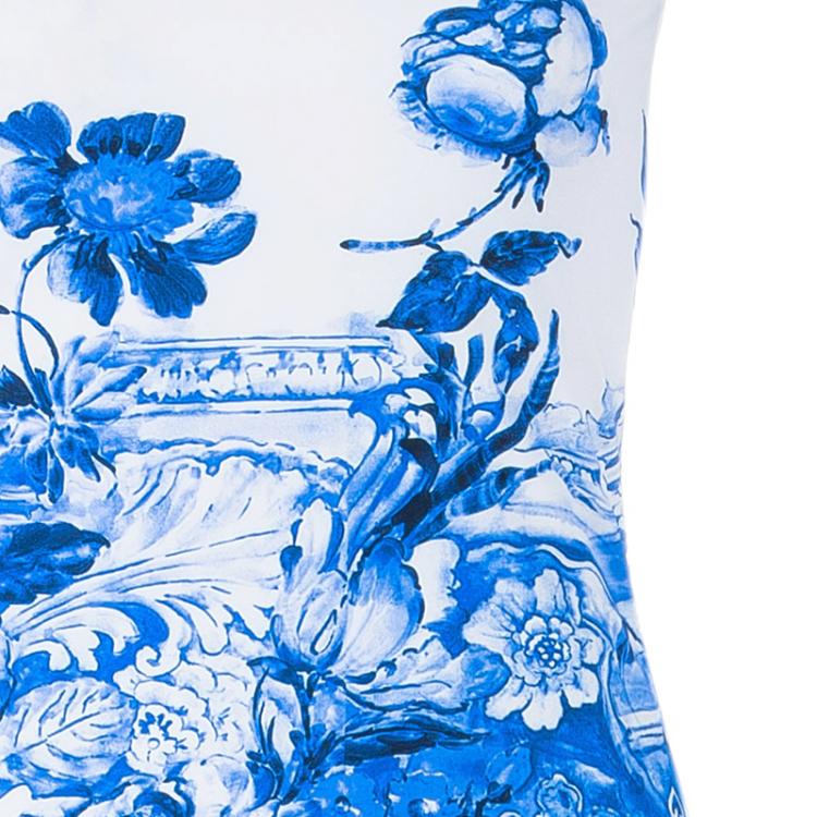 Pre Owned Roberto Cavalli Blue Printed Sleeveless Dress S