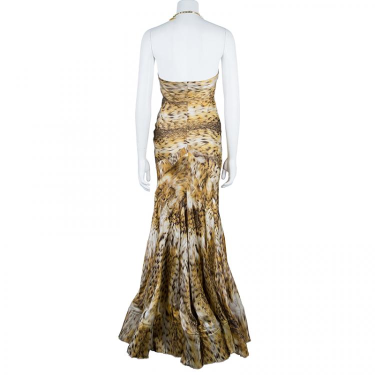 Pre Owned Roberto Cavalli Animal Print Maxi Dress M