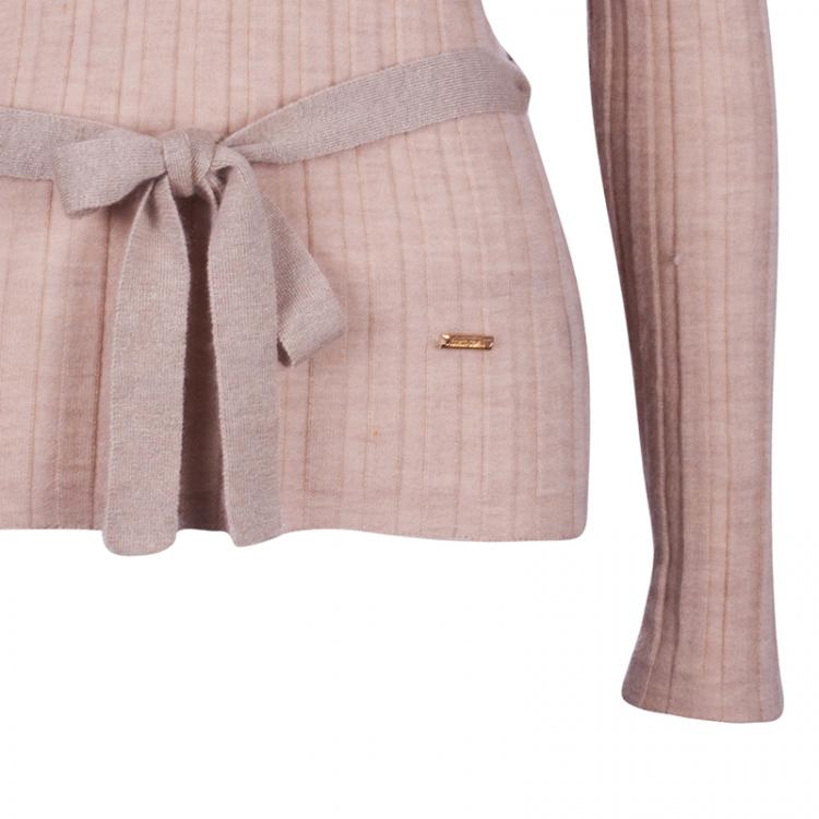 Pre Owned Roberto Cavalli Beige Belted Cashmere Sweater M