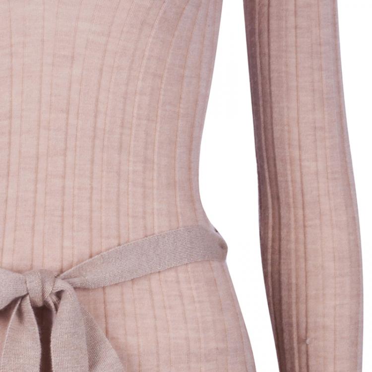 Pre Owned Roberto Cavalli Beige Belted Cashmere Sweater M