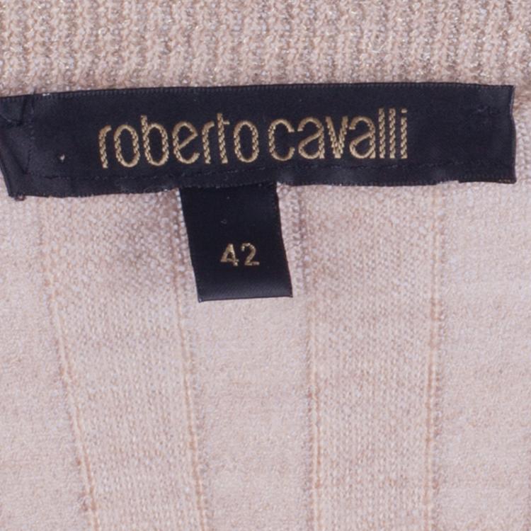 Pre Owned Roberto Cavalli Beige Belted Cashmere Sweater M