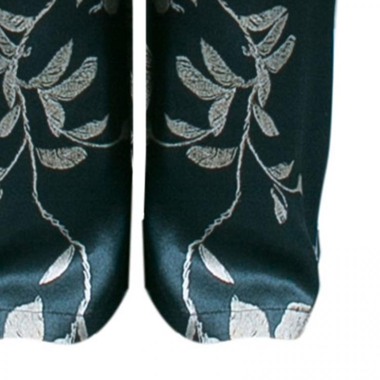 Pre Owned Roberto Cavalli Floral Print Silk Flare Pants S