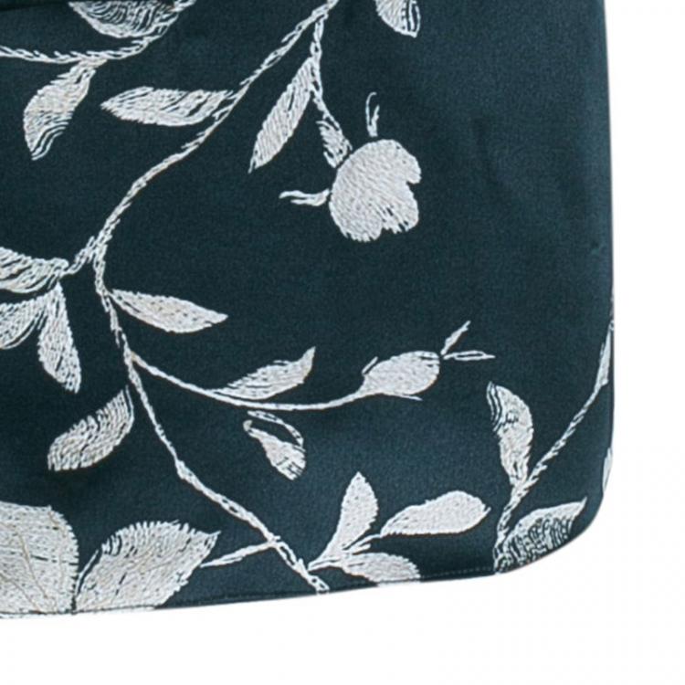 Pre Owned Roberto Cavalli Green Floral Silk Sleeveless Top S