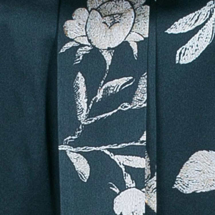 Pre Owned Roberto Cavalli Green Floral Silk Sleeveless Top S