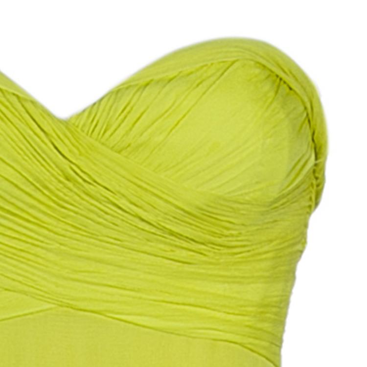 Pre Owned Roberto Cavalli Yellow Chiffon Strapless Gown  S