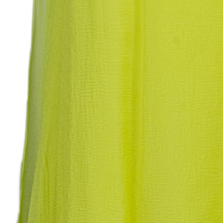 Pre Owned Roberto Cavalli Yellow Chiffon Strapless Gown  S